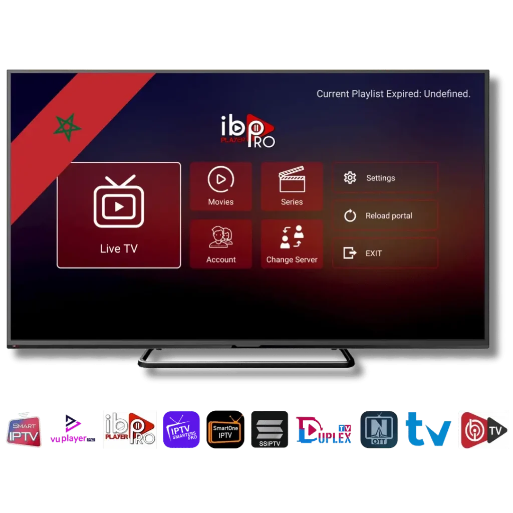 Interface IPTV Maroc Planet Stream sur Smart TV avec applications compatibles IPTV Smarters et ibp Player Pro